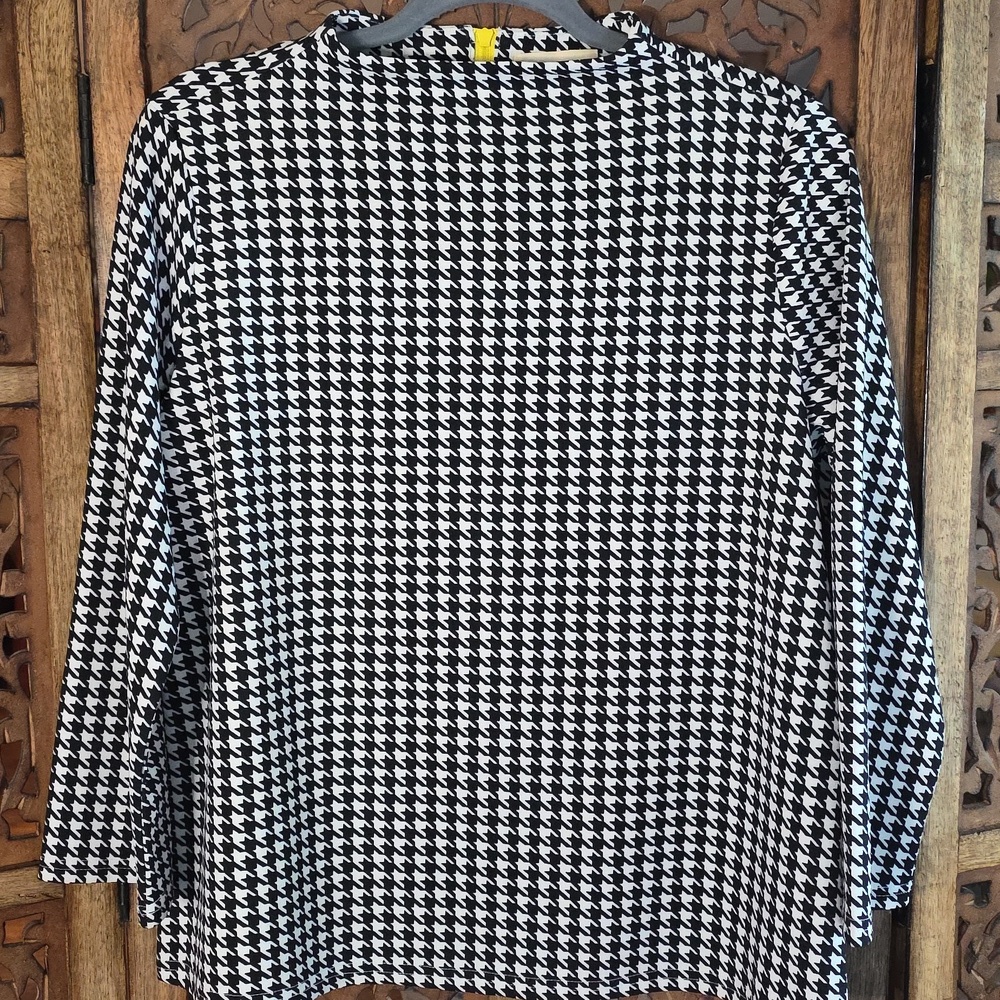 MELLODAY Monochrome Houndstooth Pattern Top